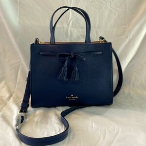 Kate Spade Navy Blue hand bag with removable crossbody strap. New with tags.